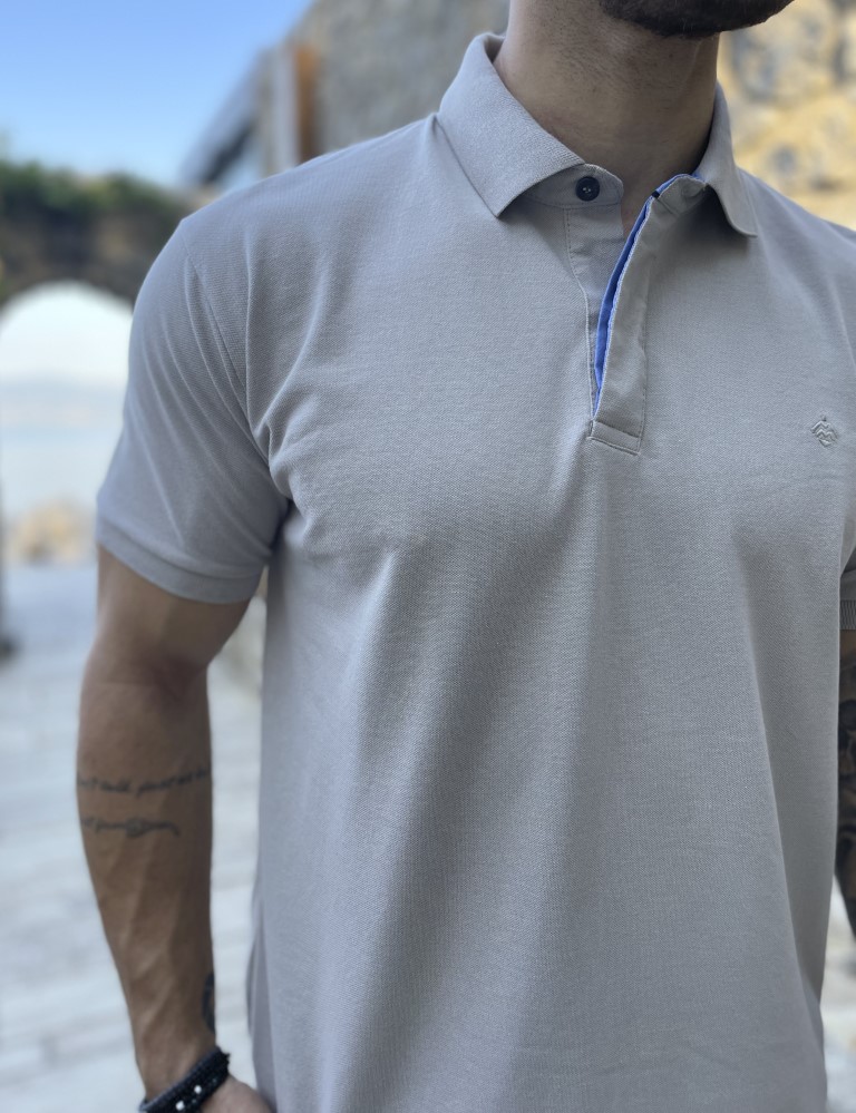 Origin ανδρική γκρι πικέ Polo μπλούζα Plus Size 252723 φωτογραφία
